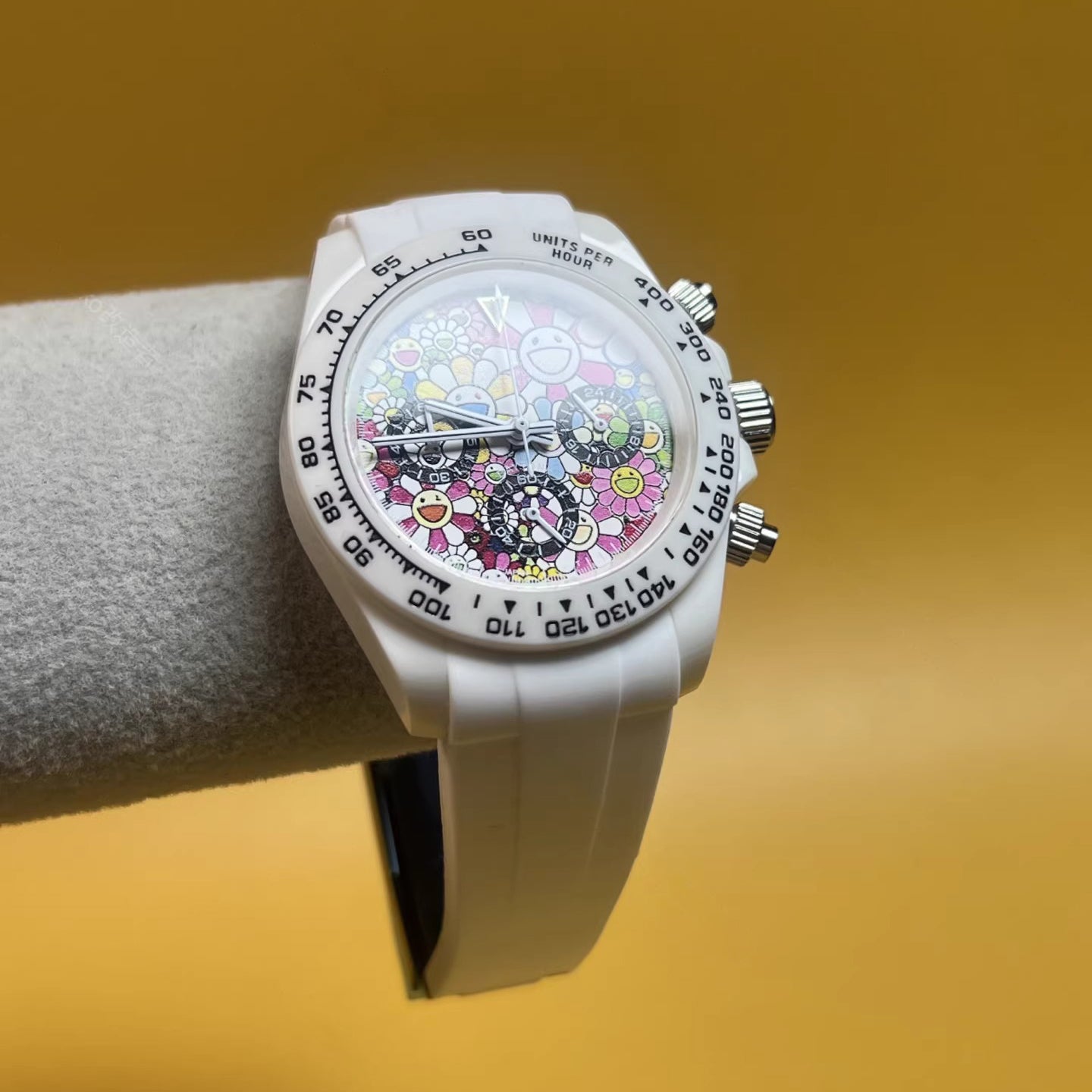 Flower Watch Mod - Chronograph / White Acrylic Case & Bezel