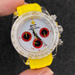 Relax Watch Mod (White/Red) - Chronograph / Clear Acrylic Case & Bezel