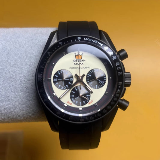 Relax Watch Mod (Black) - Chronograph / Steel Case