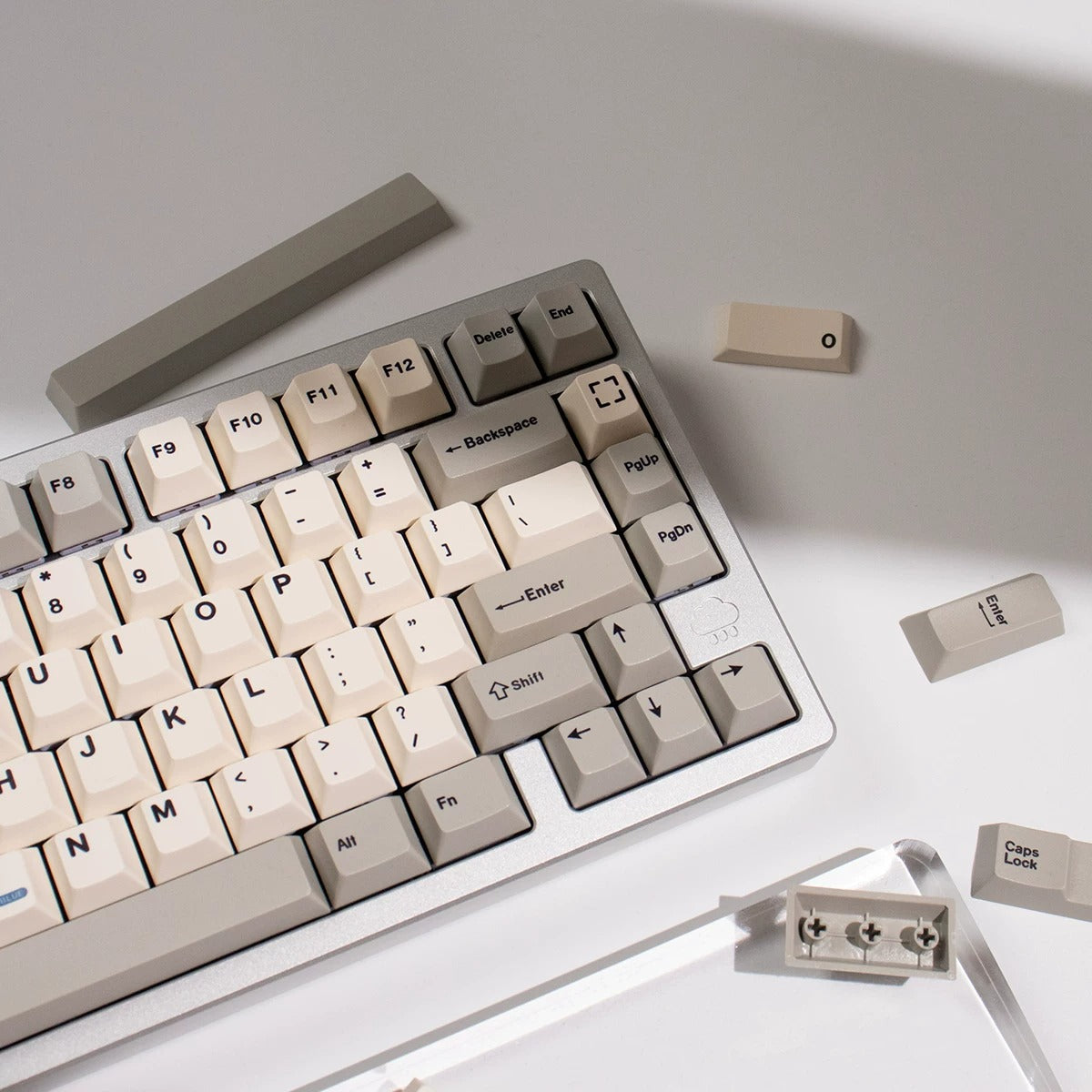 Retro Beige 100 Keycap Set Cherry Profile, Dye Sub PBT Key Cap