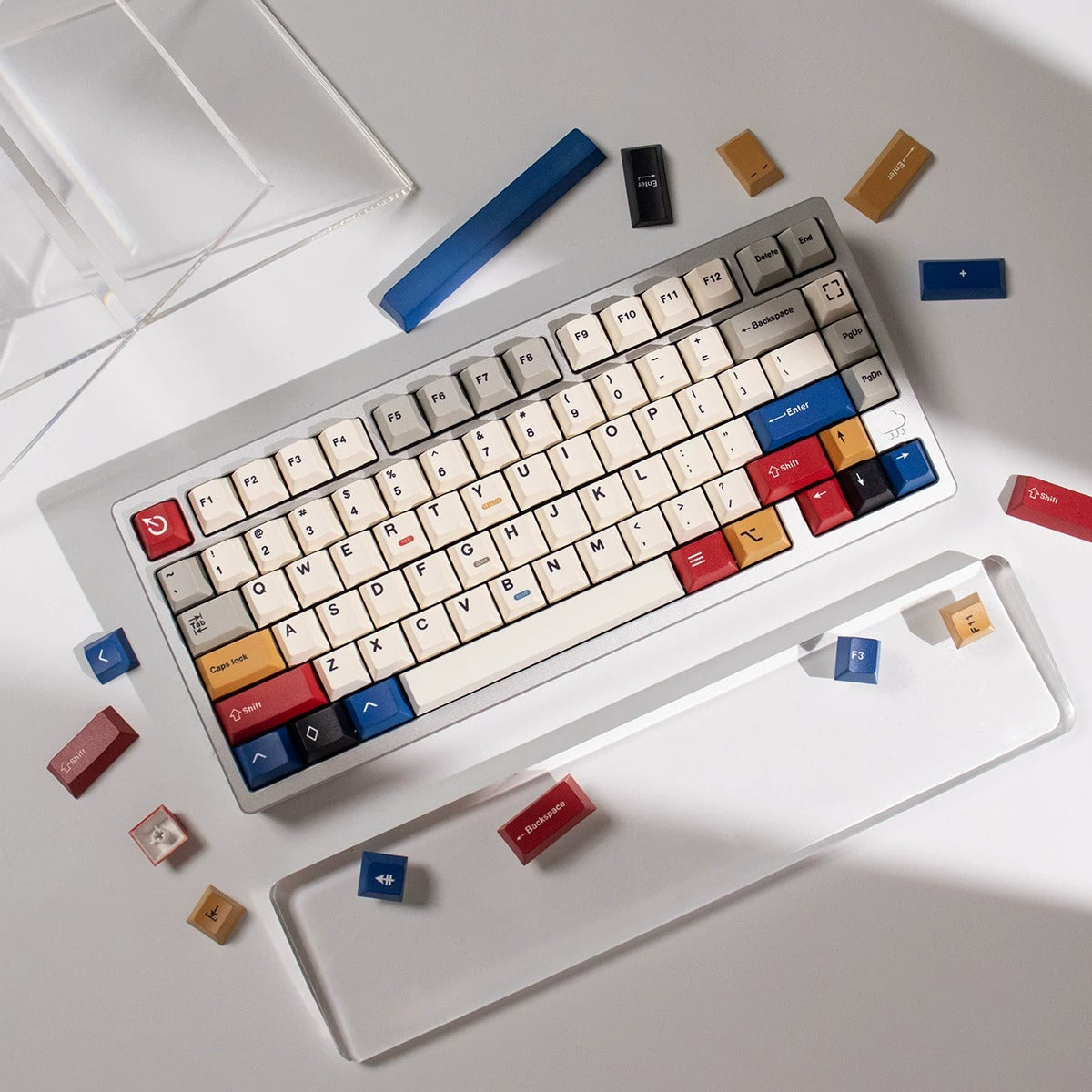 Retro Beige 100 Keycap Set Cherry Profile, Dye Sub PBT Key Cap