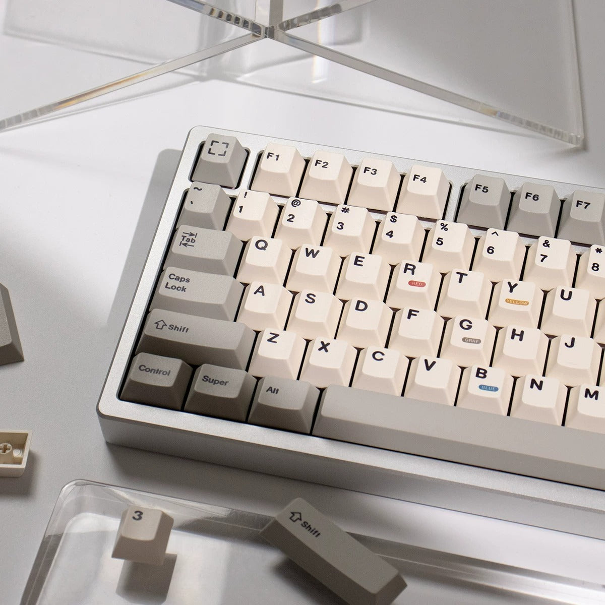 Retro Beige 100 Keycap Set Cherry Profile, Dye Sub PBT Key Cap