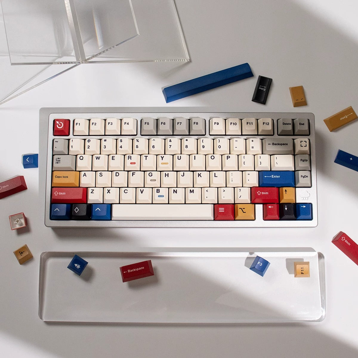 Retro Beige 100 Keycap Set Cherry Profile, Dye Sub PBT Key Cap