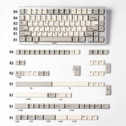 Retro Beige 100 Keycap Set Cherry Profile, Dye Sub PBT Key Cap