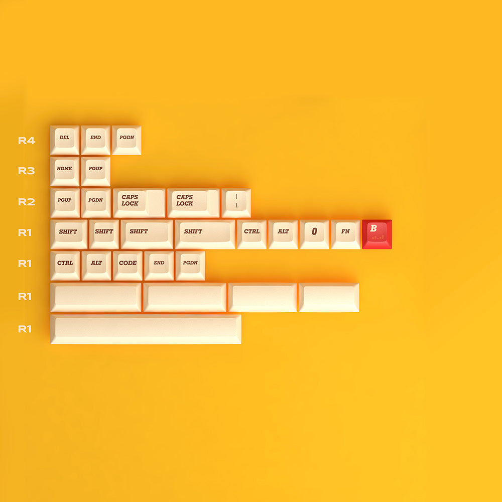 Retro 1970 Keycap Set, Cherry/KCA Profile, PBT Dye Sub