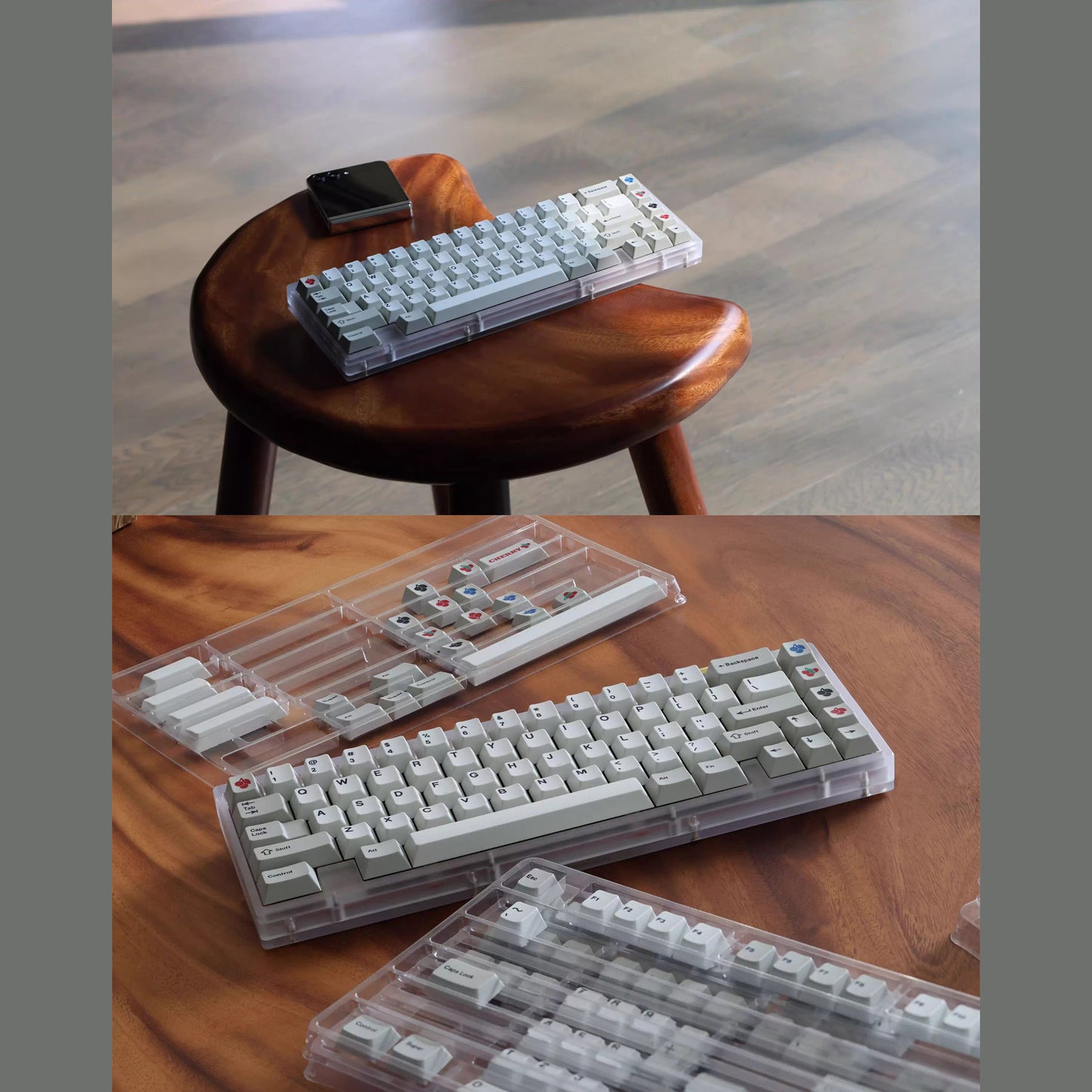 Retro Biege Keycap Set, Cherry Profile, Dye Sub PBT Key Cap