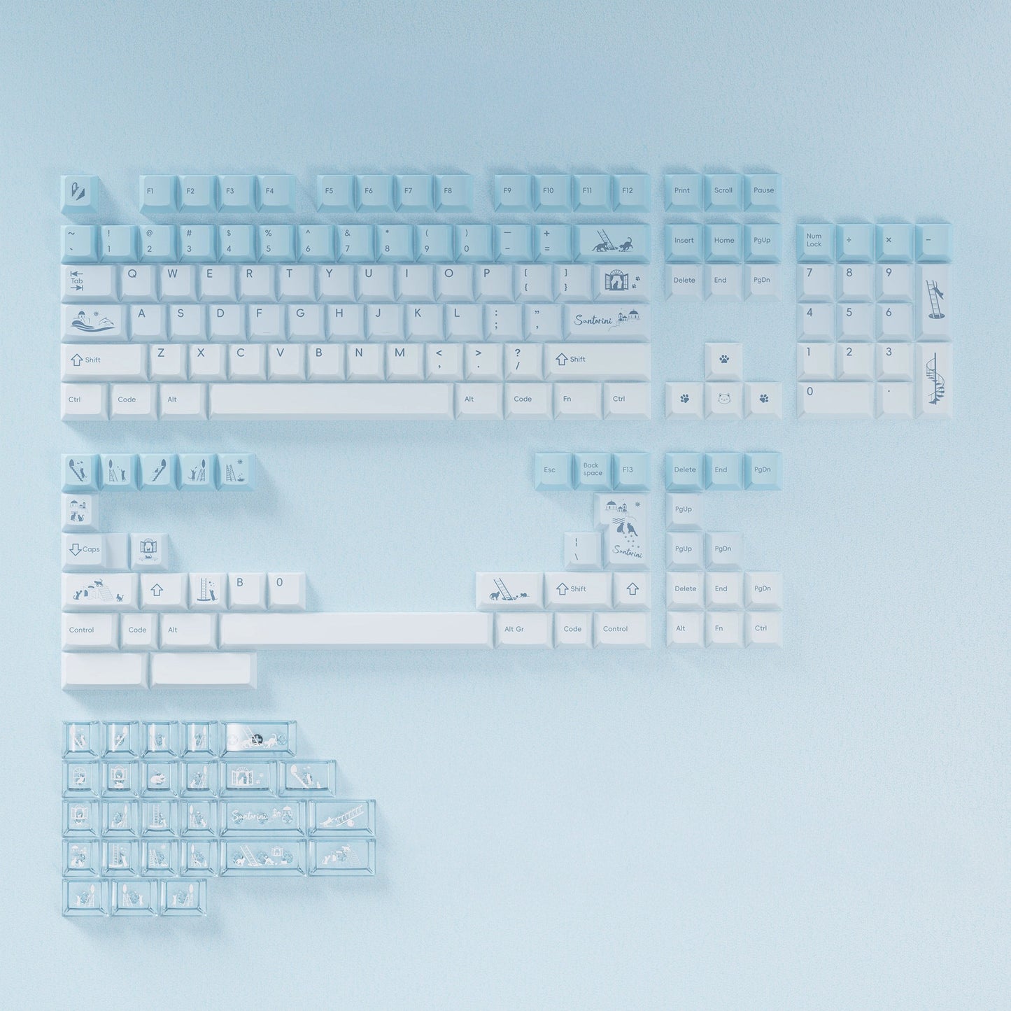 Santorini Cute Keycap Set, Cherry Profile, Dye Sub PBT Key Cap
