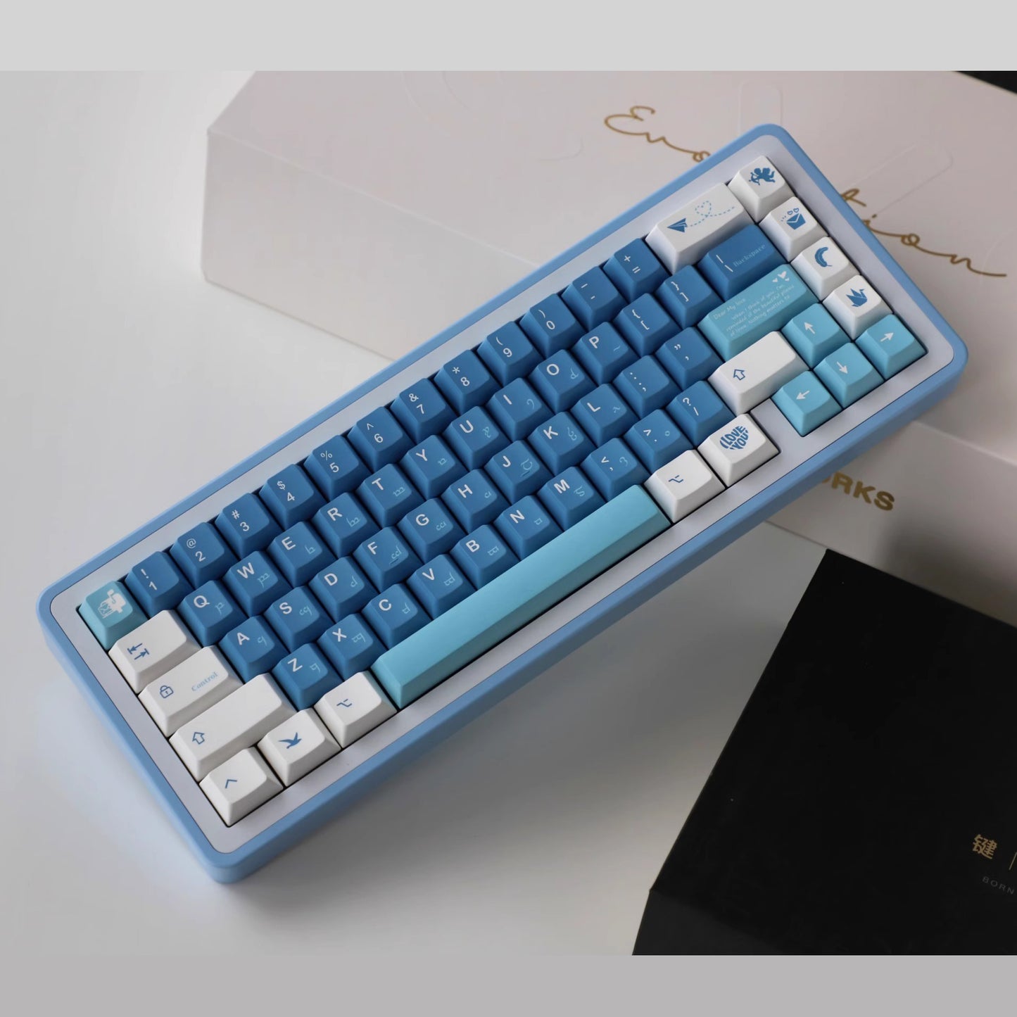 Sea Mist Love Letter Keycap Set, Cherry Profile, Dye Sub PBT