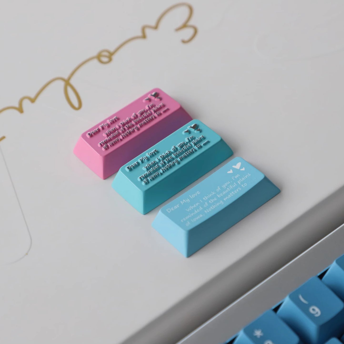 Sea Mist Love Letter Keycap Set, Cherry Profile, Dye Sub PBT