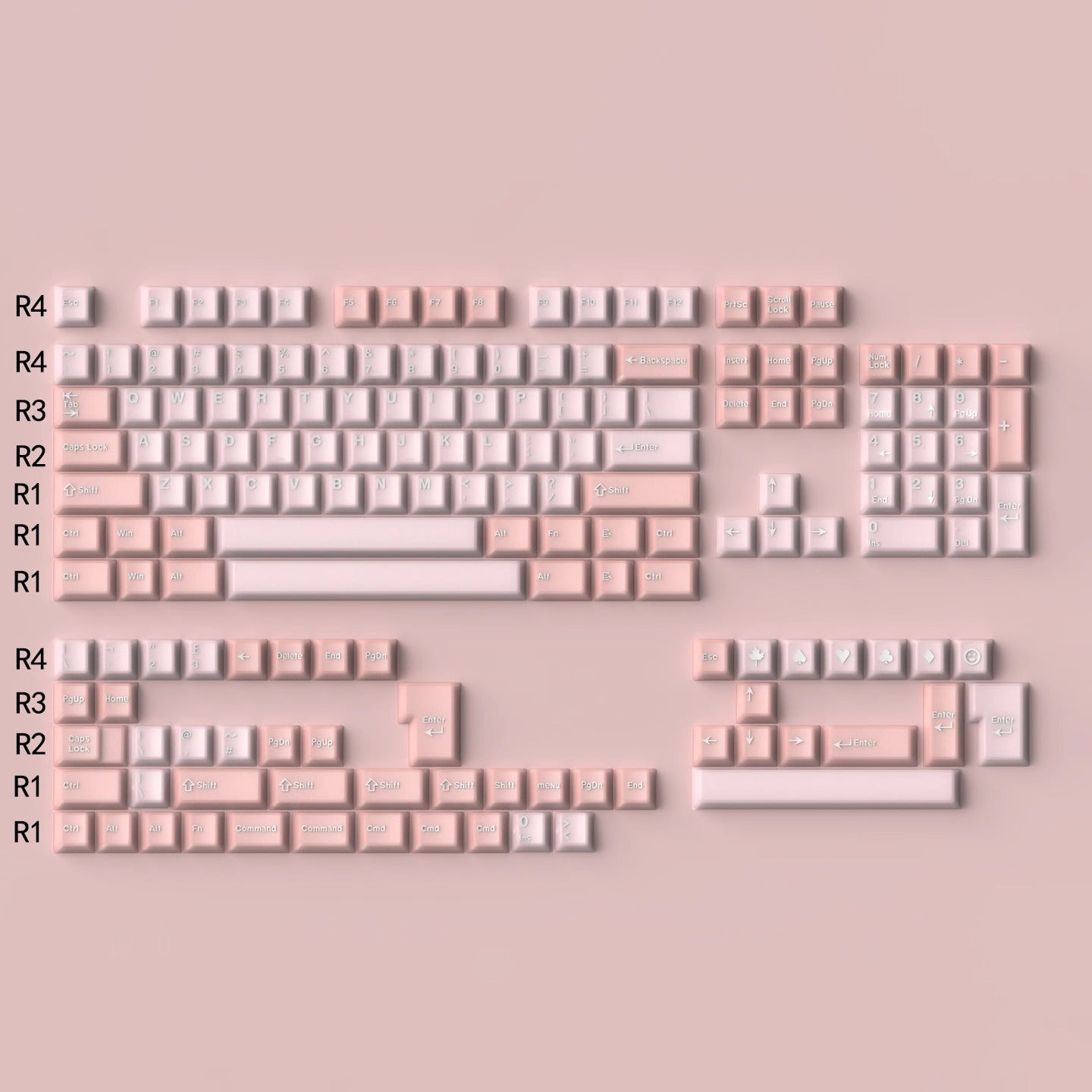Sakura Jade Semi-transparent Keycap Set, Cherry Profile, Double Shot PBT + Transparent PC Keycap