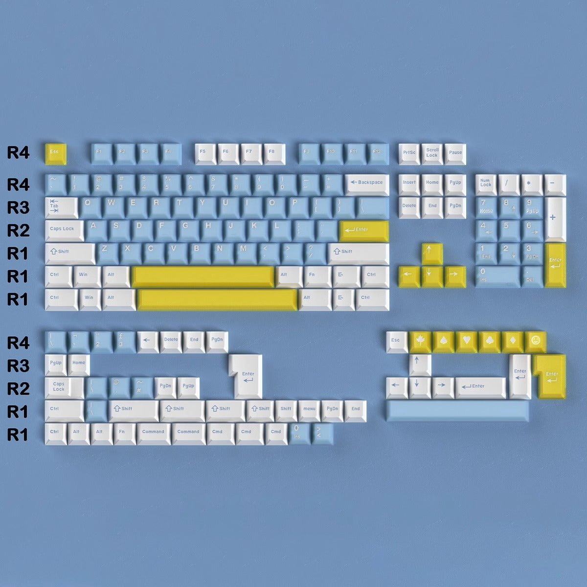 Semi-transparent Keycap Set, Cherry Profile, Double Shot PBT + Transparent PC Keycap