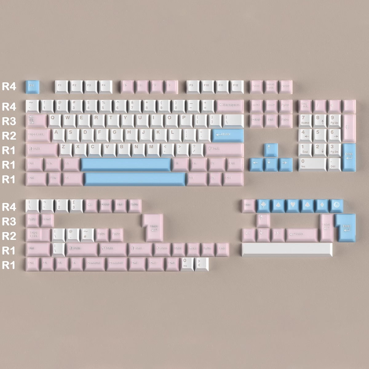 Semi-transparent Keycap Set, Cherry Profile, Double Shot PBT + Transparent PC Keycap