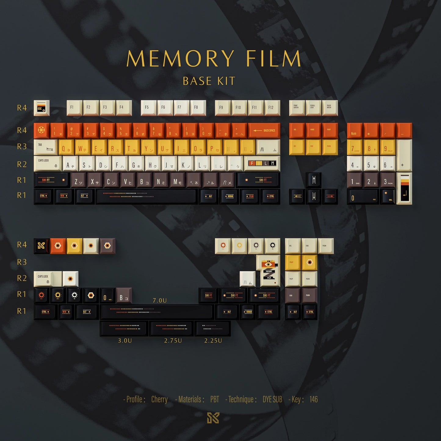 Sinokey Memory Film Keycap Set, Cherry Profile, Dye Sub PBT