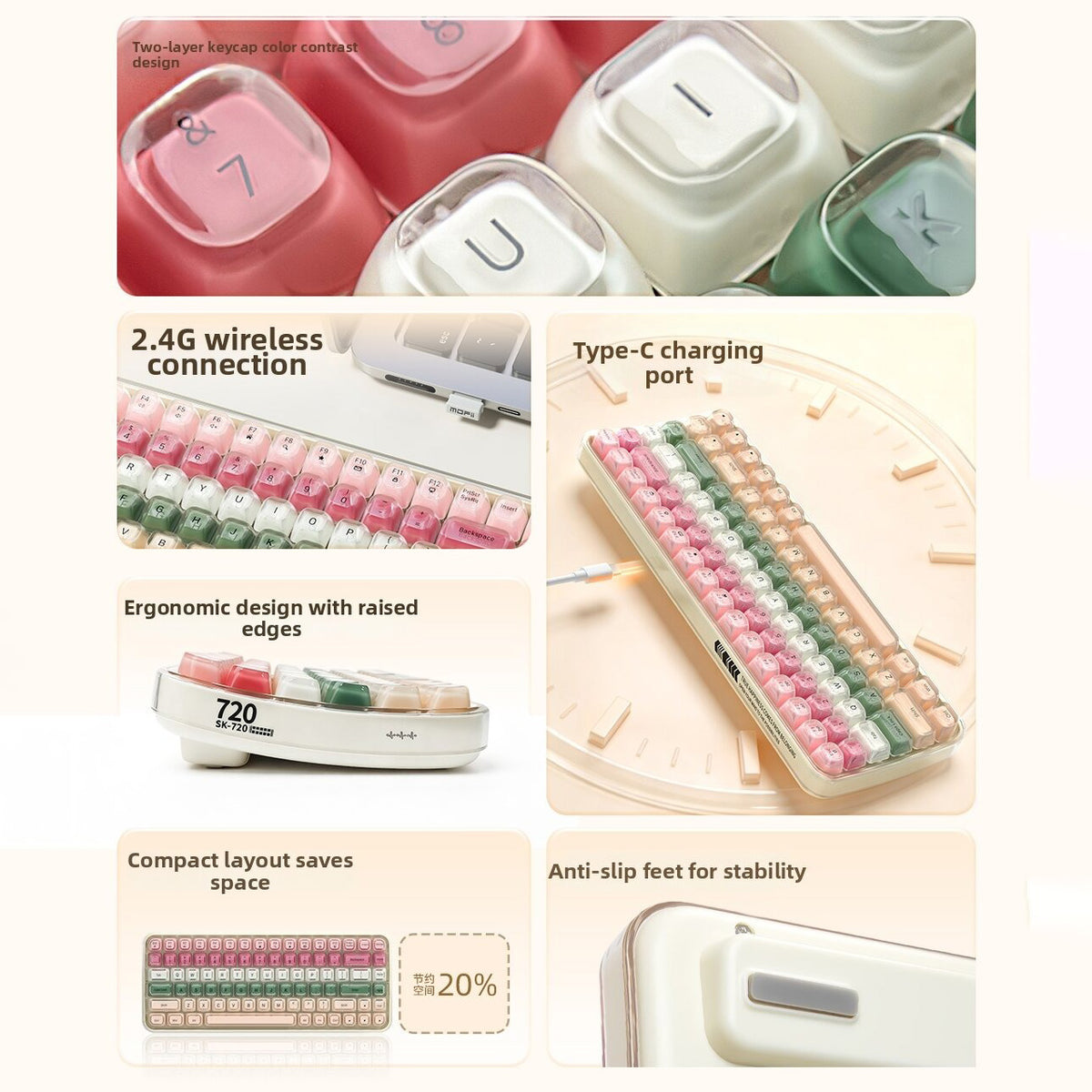 SK720 Manon Cute Crystal Jelly Keyboard & Mouse Set
