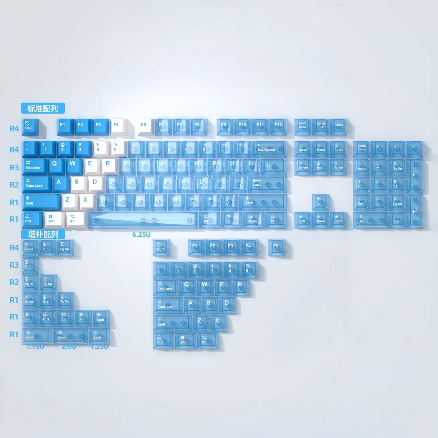 Snow Mountain Keycap Set, Cherry Profile, Dye Sub PBT + Transparent PC