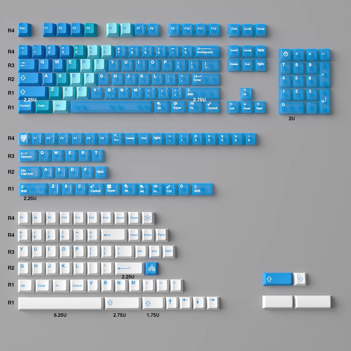 Snow Mountain Keycap Set, Cherry Profile, Dye Sub PBT + Transparent PC