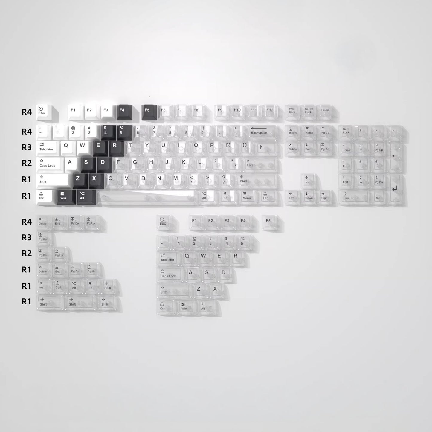 Snow Mountain Keycap Set, Cherry Profile, Dye Sub PBT + Transparent PC