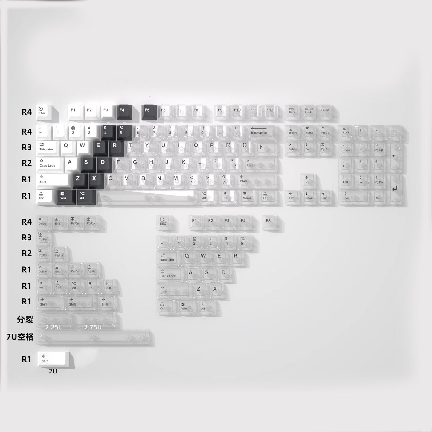 Snow Mountain Keycap Set, Cherry Profile, Dye Sub PBT + Transparent PC