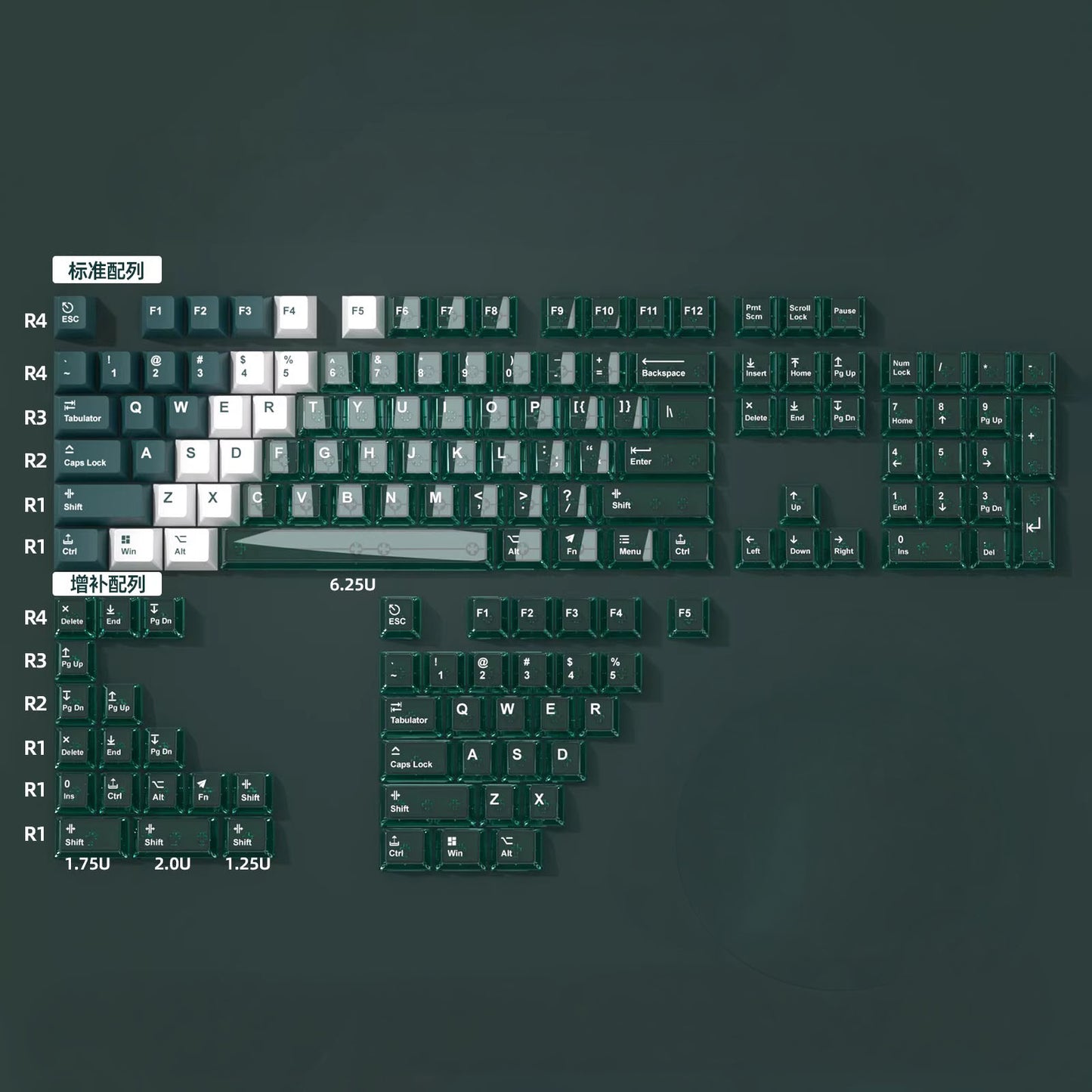 Snow Mountain Keycap Set, Cherry Profile, Dye Sub PBT + Transparent PC