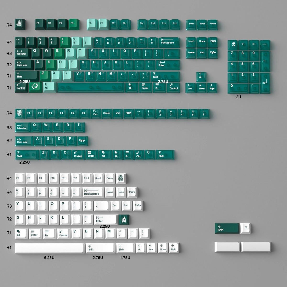 Snow Mountain Keycap Set, Cherry Profile, Dye Sub PBT + Transparent PC