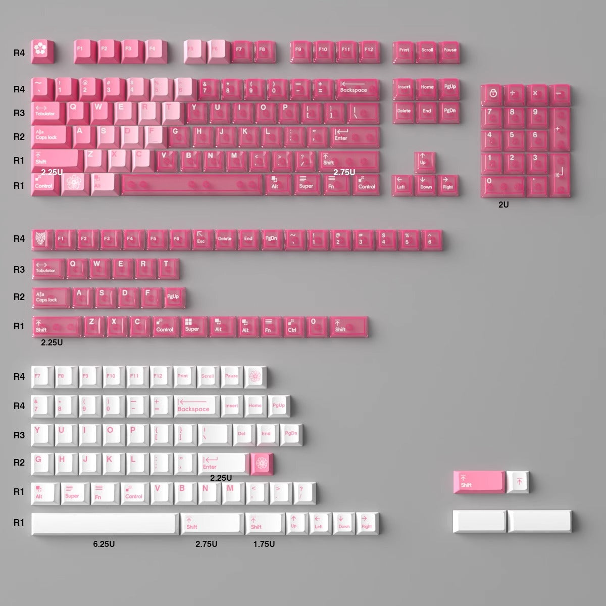 Snow Mountain Keycap Set, Cherry Profile, Dye Sub PBT + Transparent PC