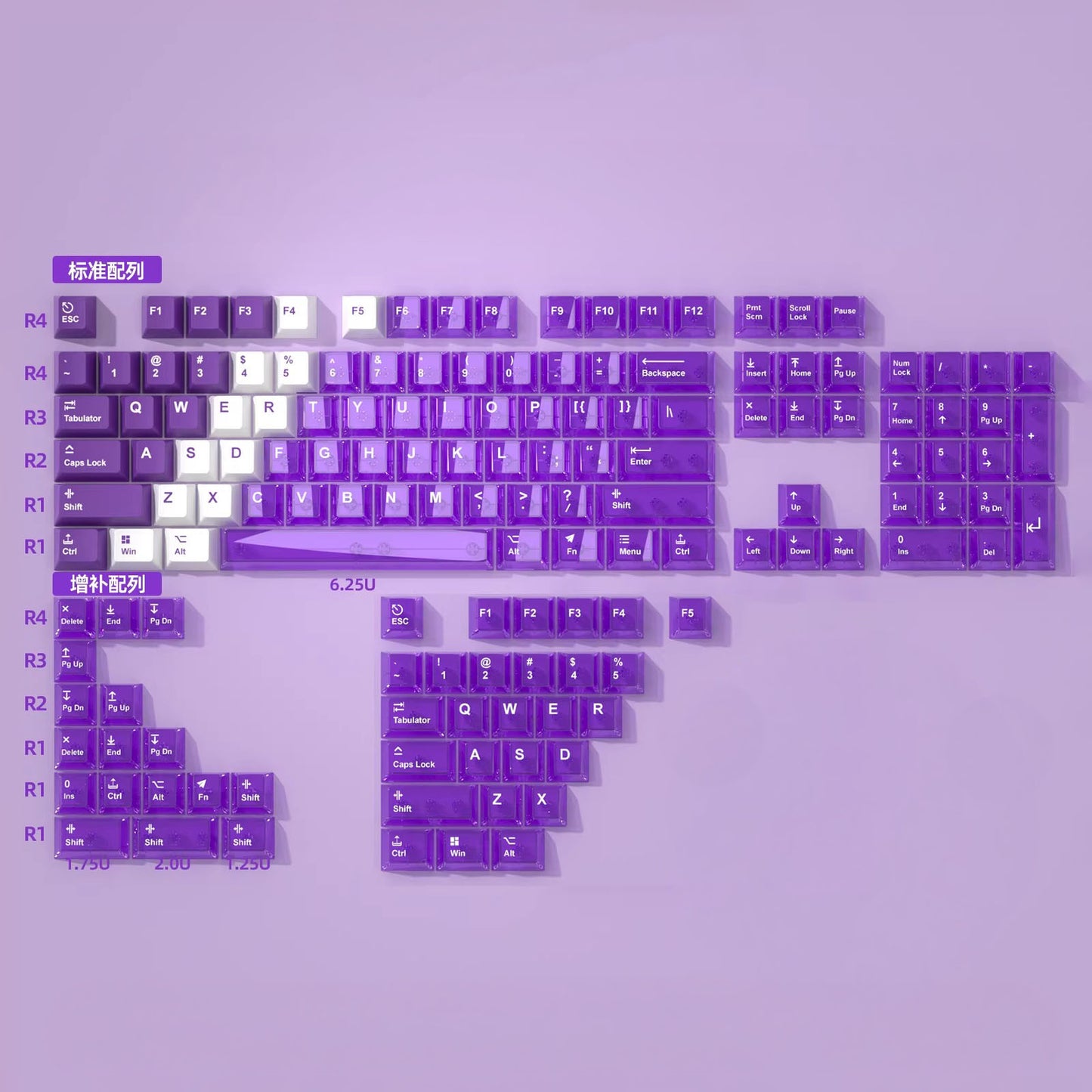 Snow Mountain Keycap Set, Cherry Profile, Dye Sub PBT + Transparent PC