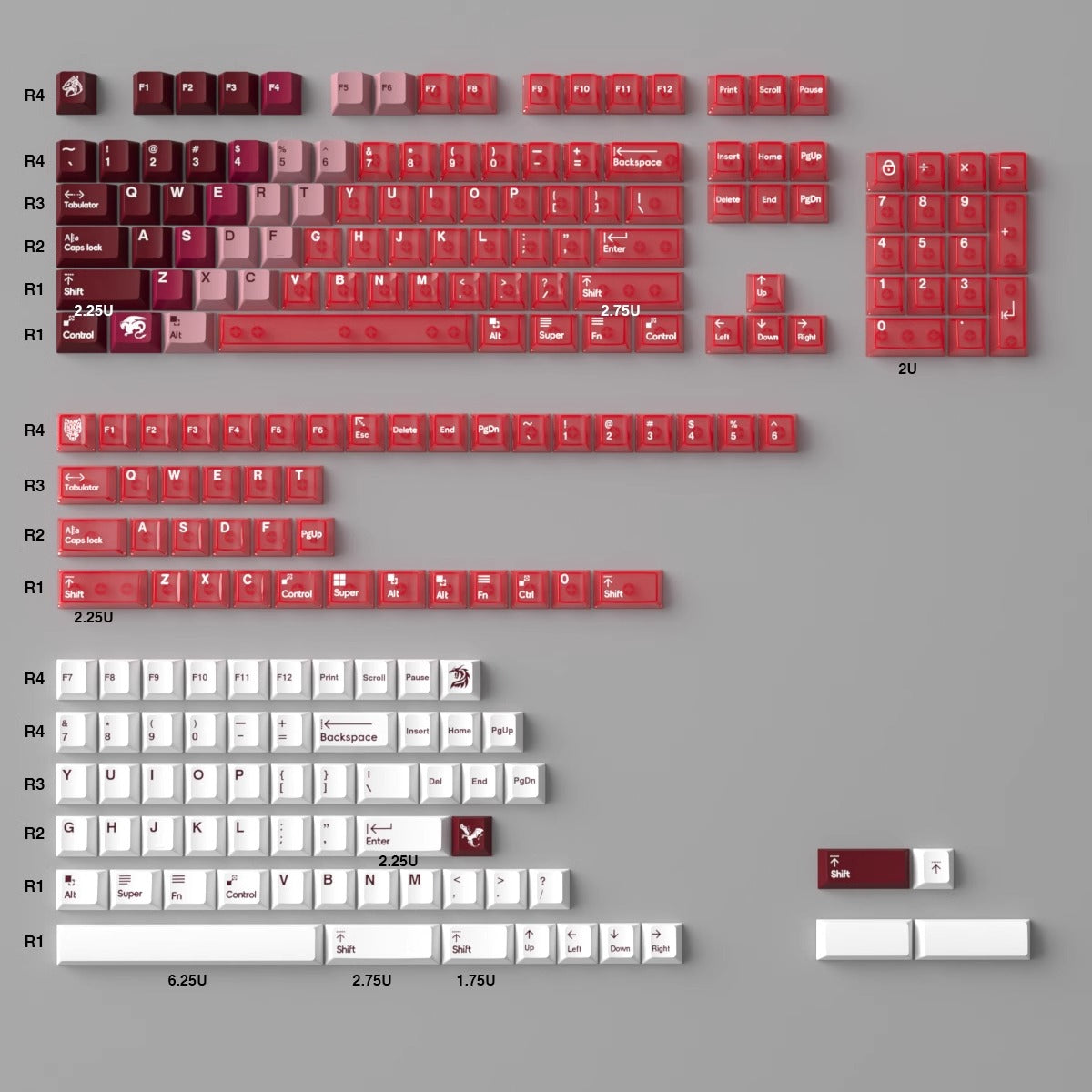 Snow Mountain Keycap Set, Cherry Profile, Dye Sub PBT + Transparent PC