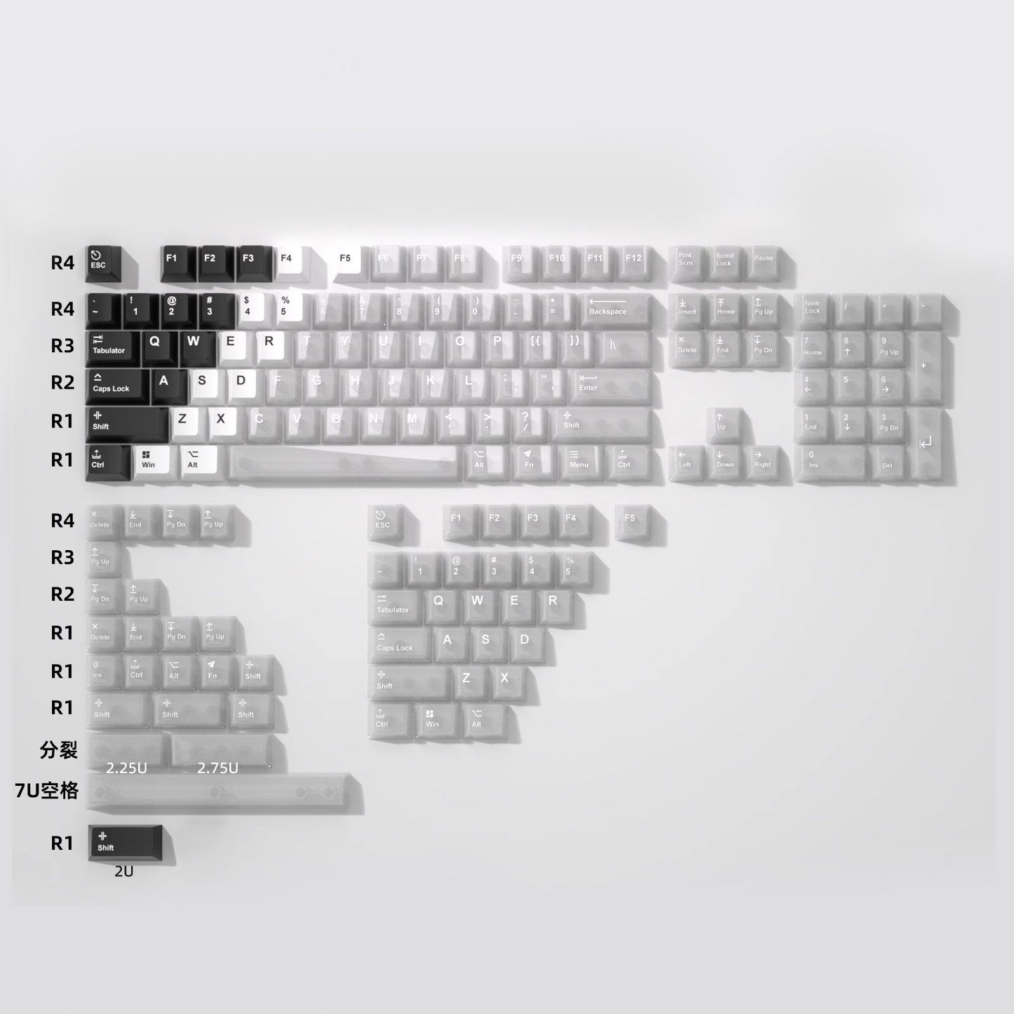 Snow Mountain Keycap Set, Cherry Profile, Dye Sub PBT + Transparent PC
