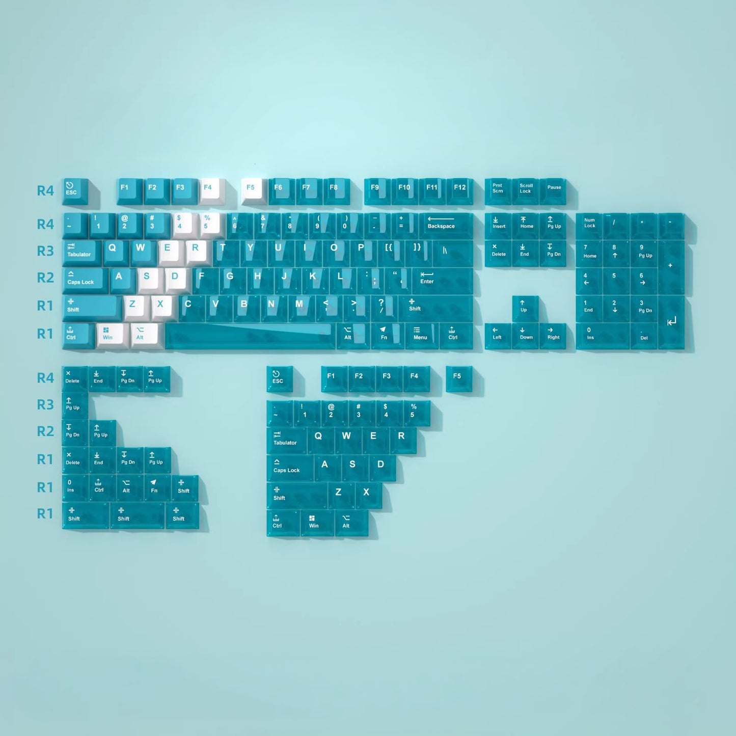 Snow Mountain Keycap Set, Cherry Profile, Dye Sub PBT + Transparent PC