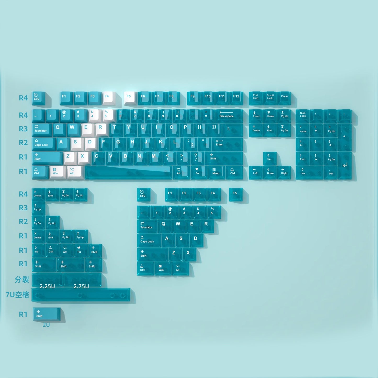 Snow Mountain Keycap Set, Cherry Profile, Dye Sub PBT + Transparent PC