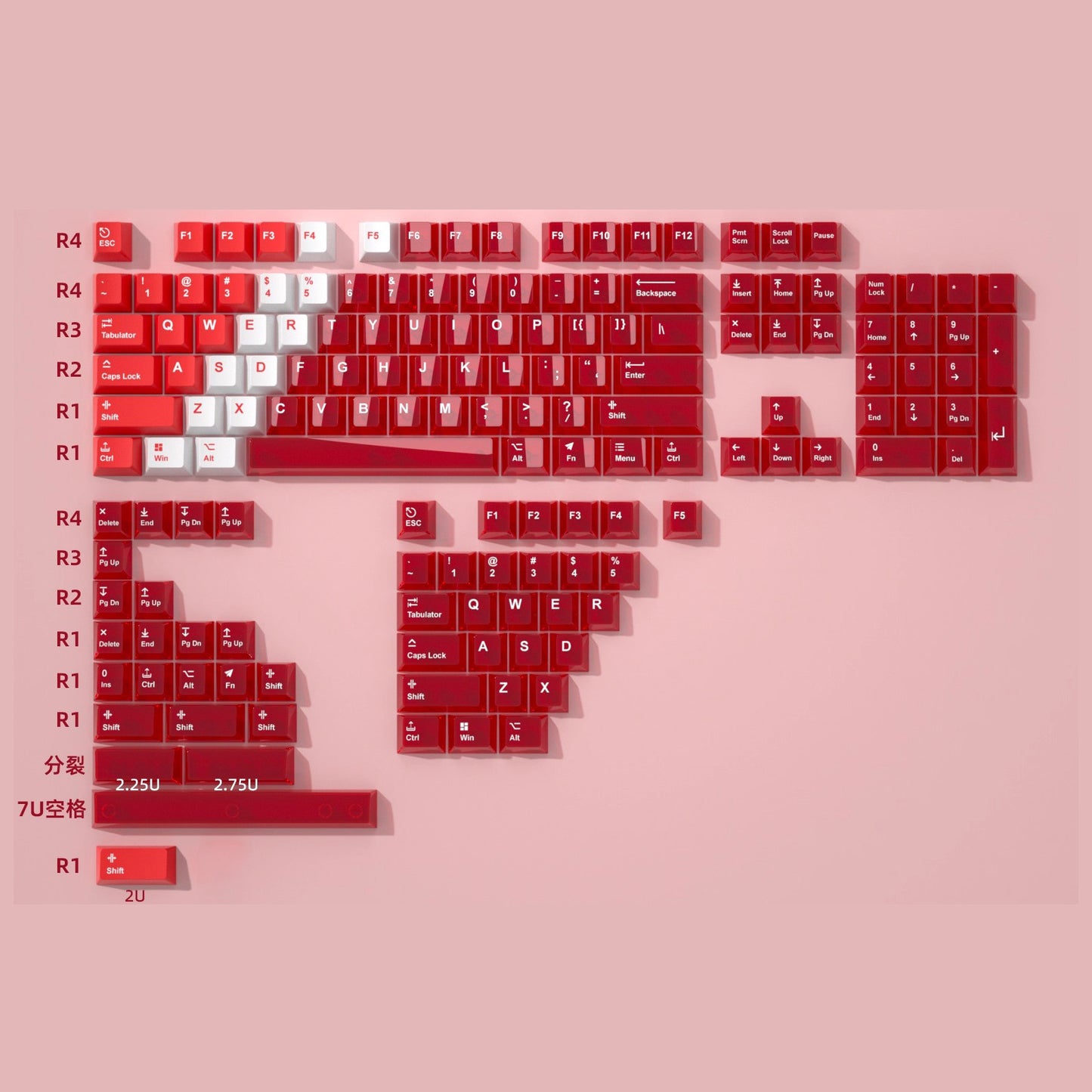 Snow Mountain Keycap Set, Cherry Profile, Dye Sub PBT + Transparent PC