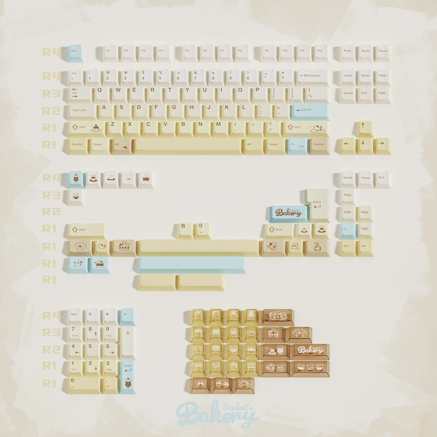 Soulcat's Bakery Cute Keycap Set, Cherry Profile, Dye Sub PBT