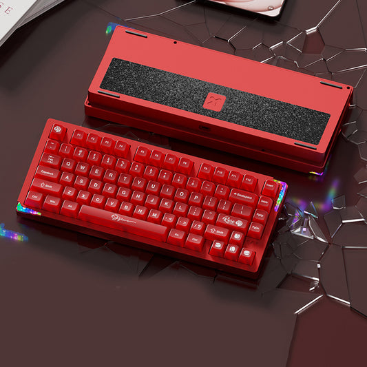 Weikav Stars75s QMK Aluminum Mechanical Keyboard - Red/PC Transparent Keycaps