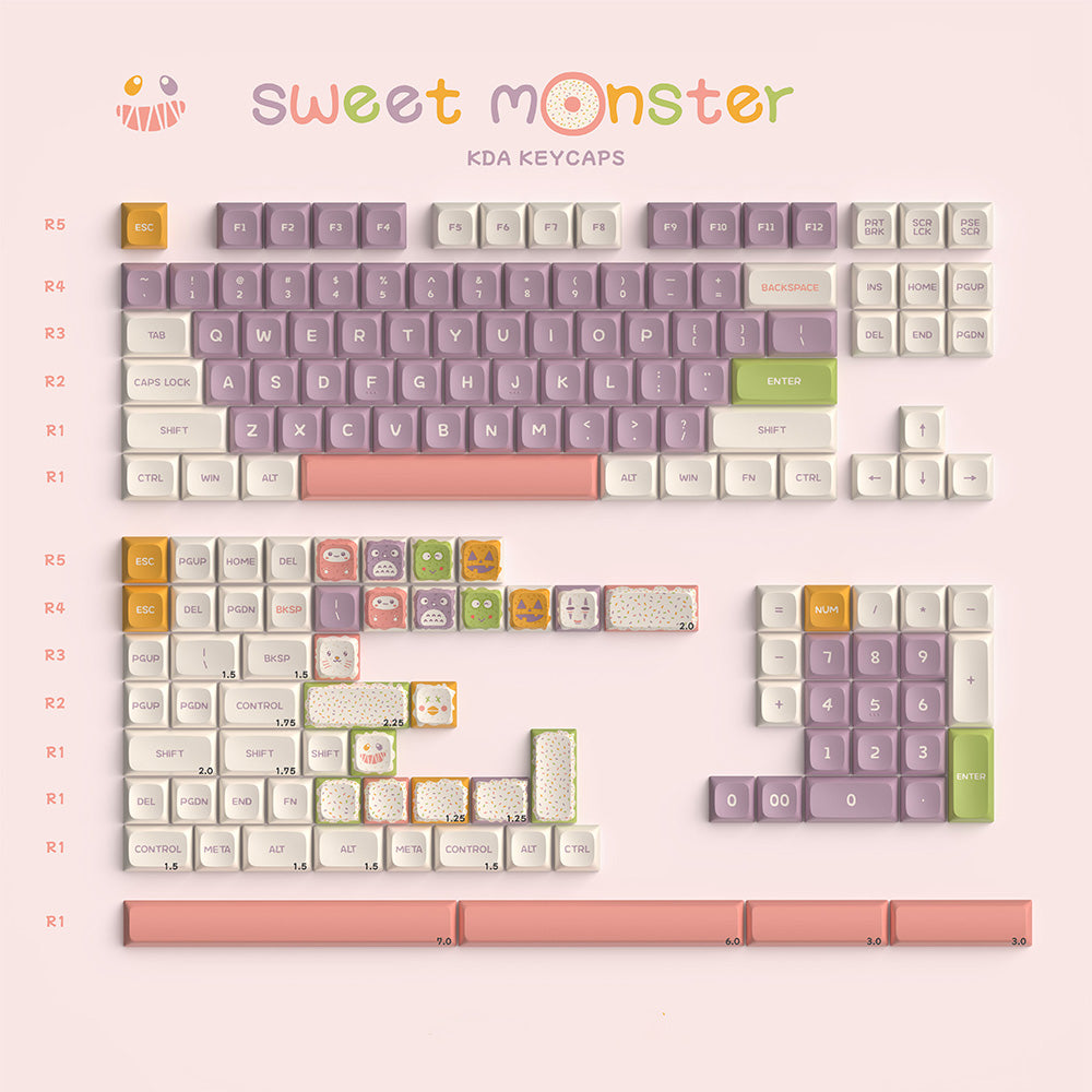 Sweet Monster Keycap Set, KDA Profile, PBT Dye Sub Key Cap