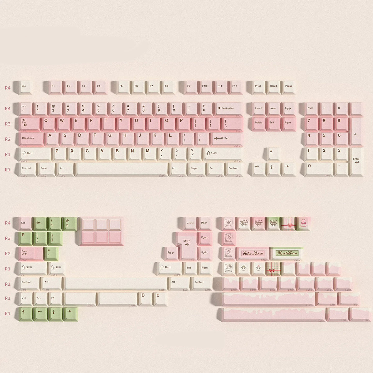 Sakura Cocoa Keycap Set, Cherry Profile, Dye Sub PBT Key Cap Set