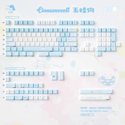 URE Cinnamoroll Cute Keycap Set, Cherry Profile, Dye Sub PBT