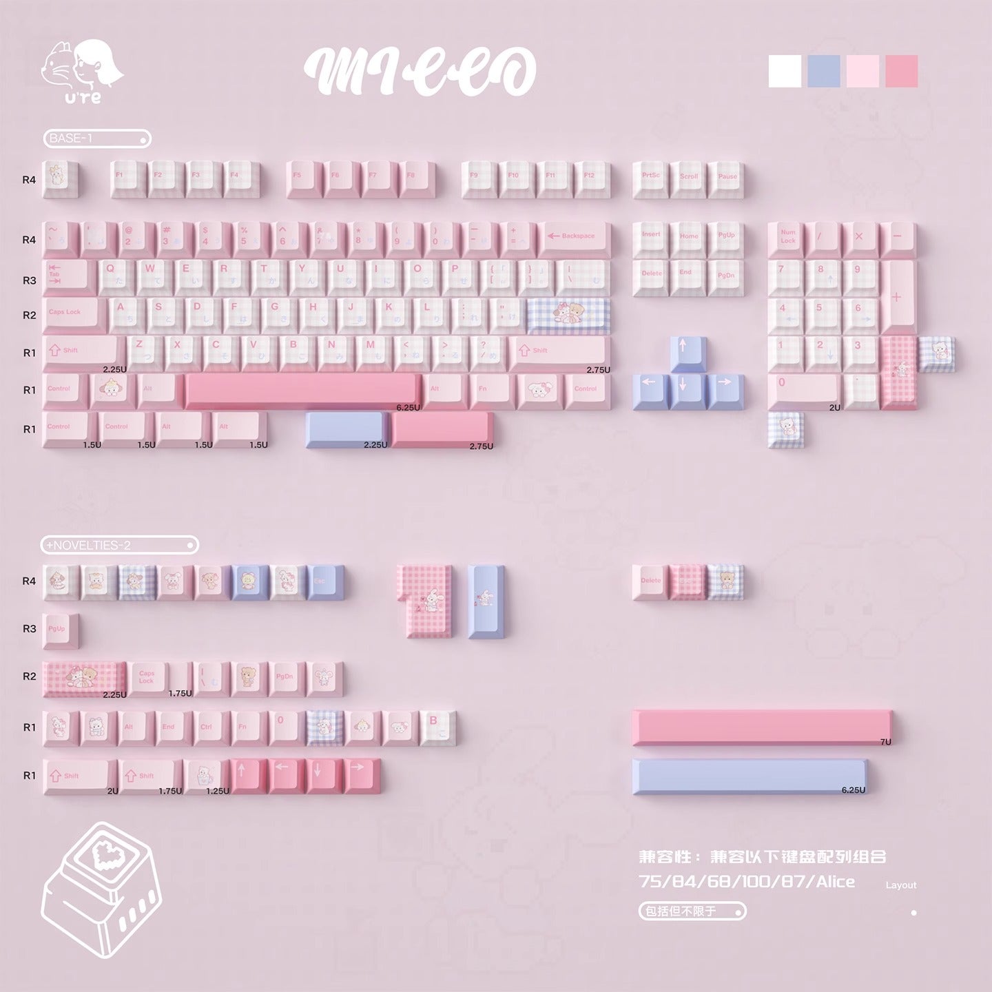 URE Micco Cute Keycap Set, Cherry Profile, Dye Sub PBT