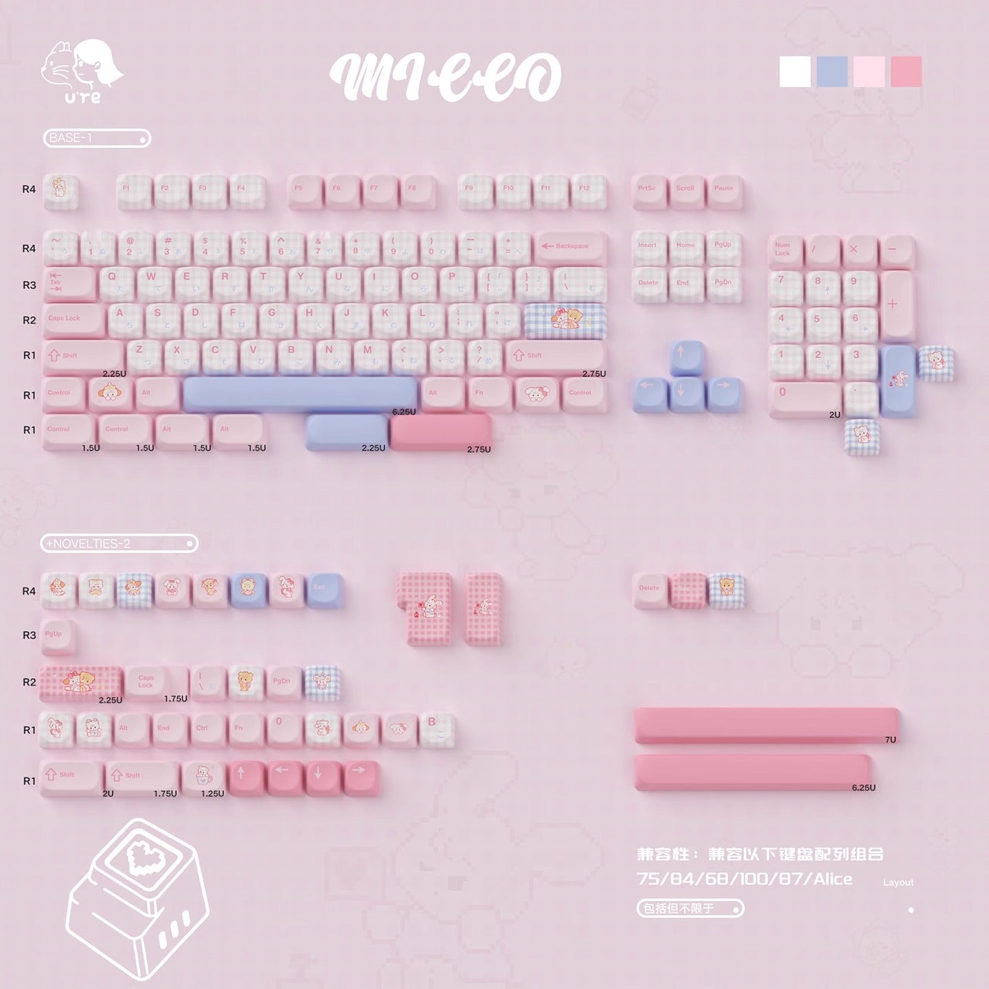 URE Micco Cute Keycap Set, Cherry Profile, Dye Sub PBT
