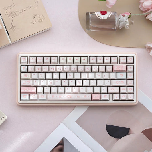 URE My Meloday Pink Cute Keycap Set, Cherry Profile, Dye Sub PBT