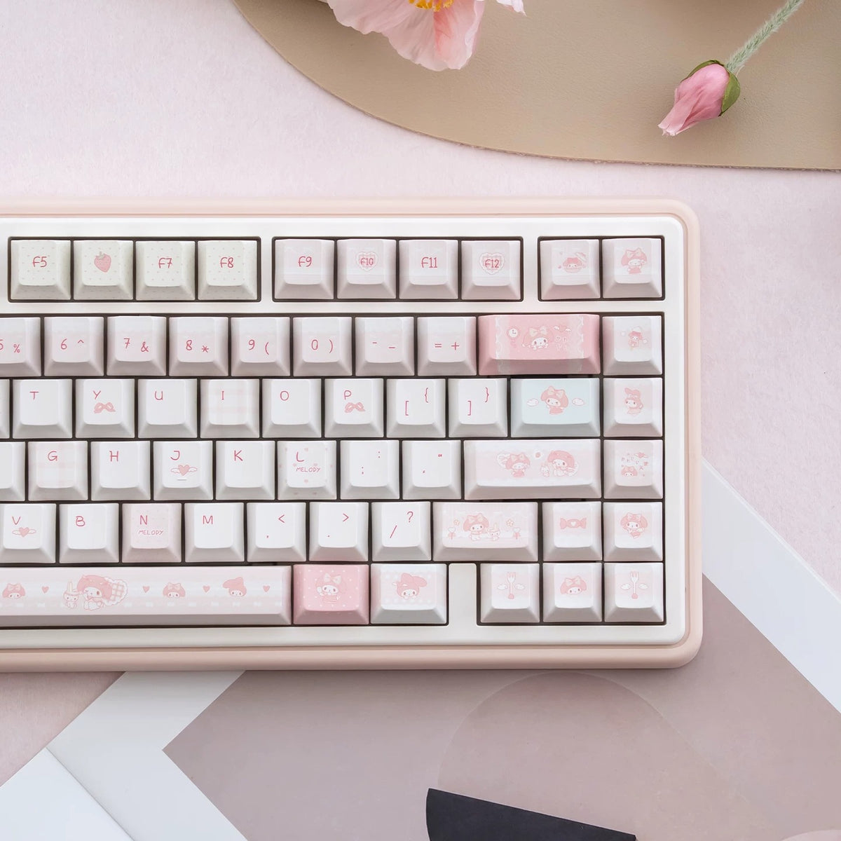 URE My Meloday Pink Cute Keycap Set, Cherry Profile, Dye Sub PBT