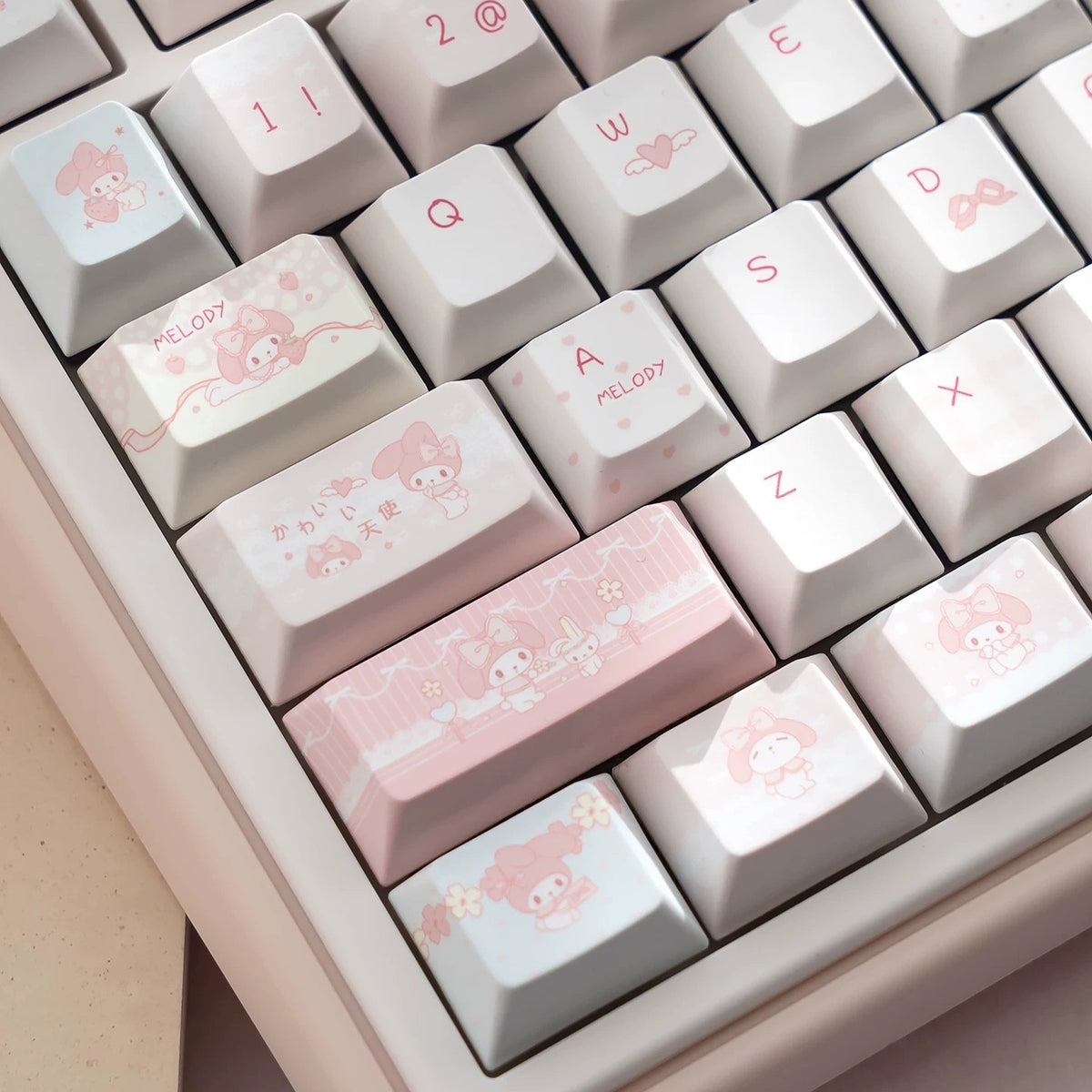 URE My Meloday Pink Cute Keycap Set, Cherry Profile, Dye Sub PBT