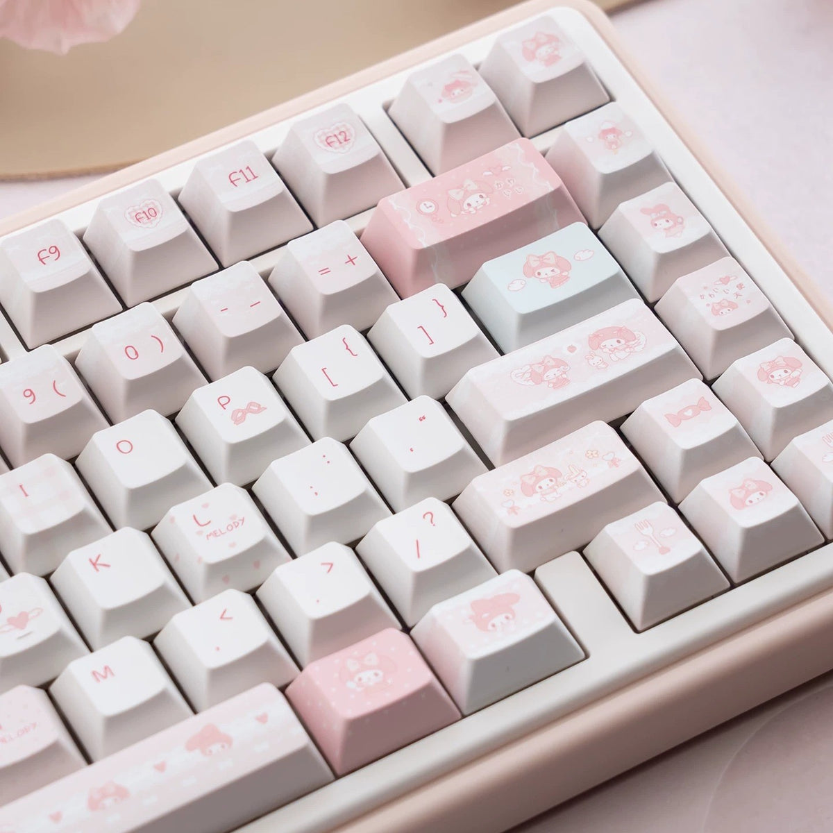URE My Meloday Pink Cute Keycap Set, Cherry Profile, Dye Sub PBT