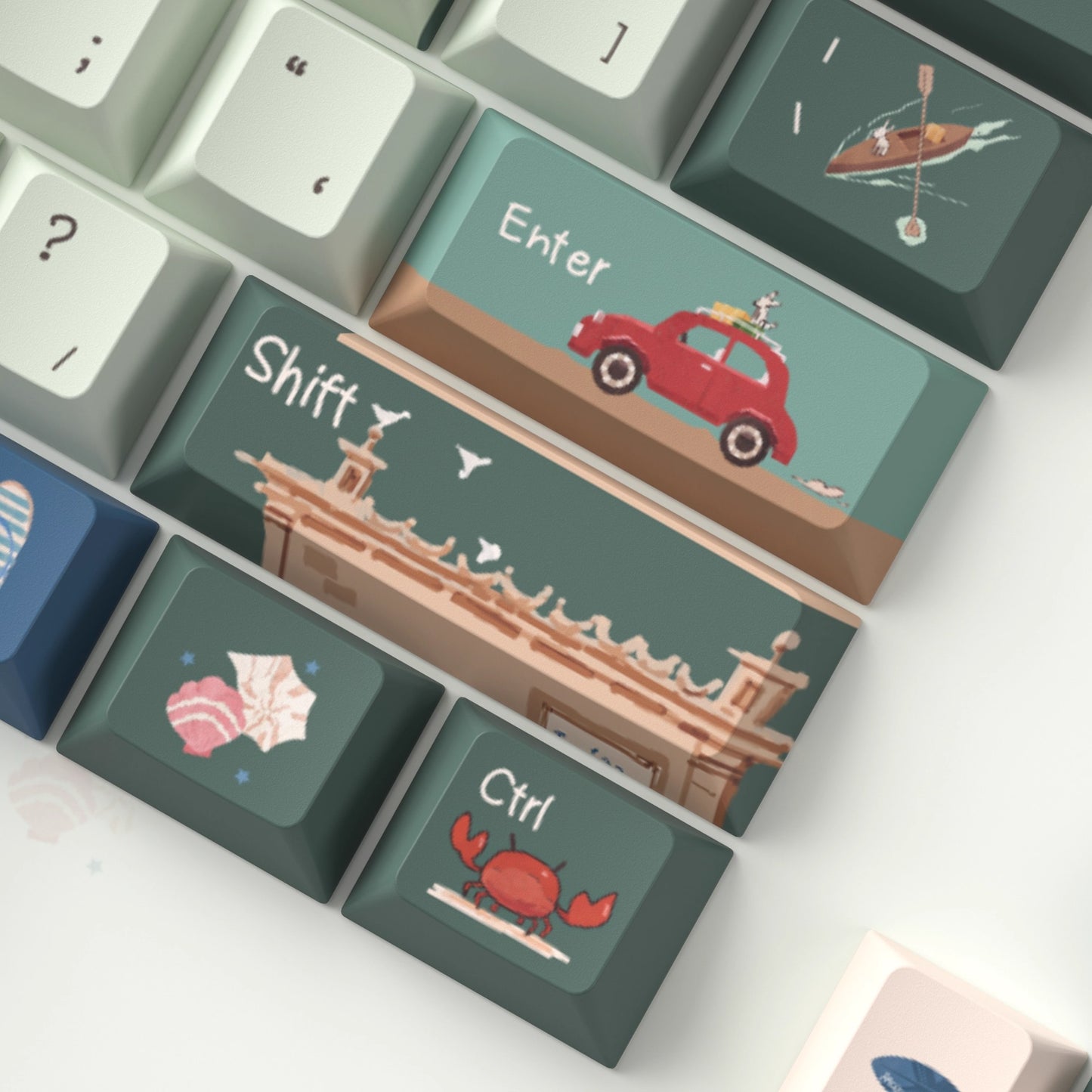 URE Seaside Town Cute Keycap Set, Cherry Profile, Dye Sub PBT