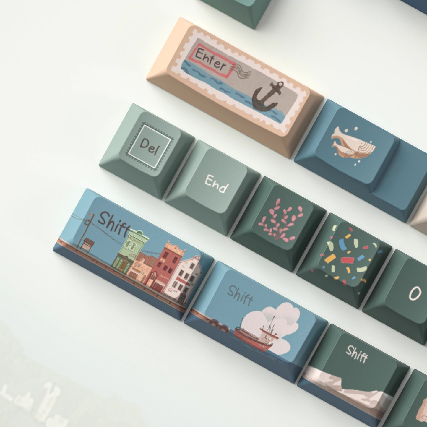 URE Seaside Town Cute Keycap Set, Cherry Profile, Dye Sub PBT