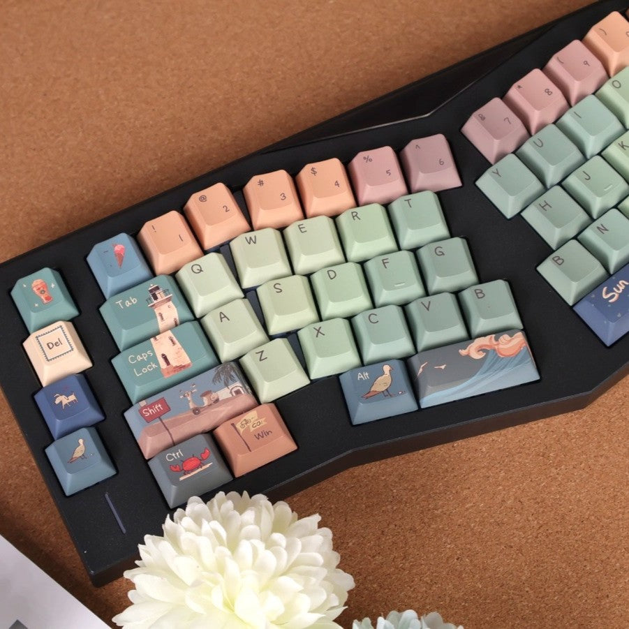 URE Seaside Town Cute Keycap Set, Cherry Profile, Dye Sub PBT