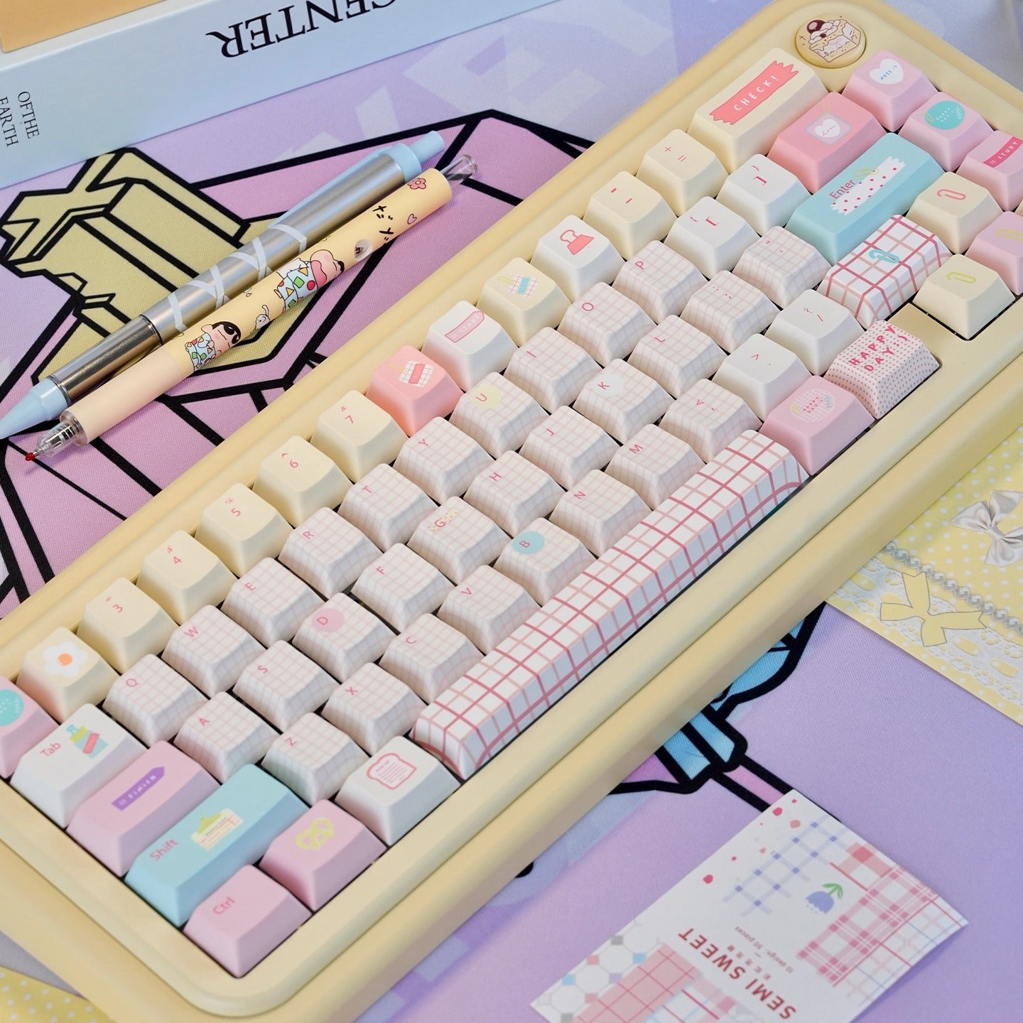 URE Summer Journal Cute Keycap Set, Cherry Profile, Dye Sub PBT