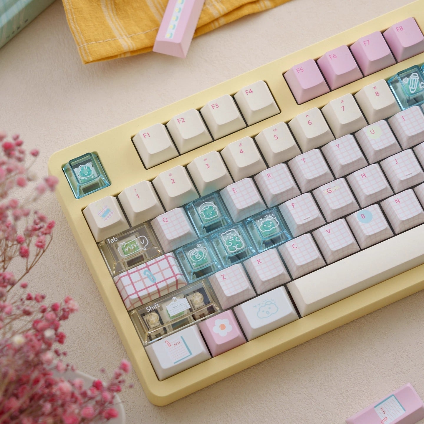 URE Summer Journal Cute Keycap Set, Cherry Profile, Dye Sub PBT