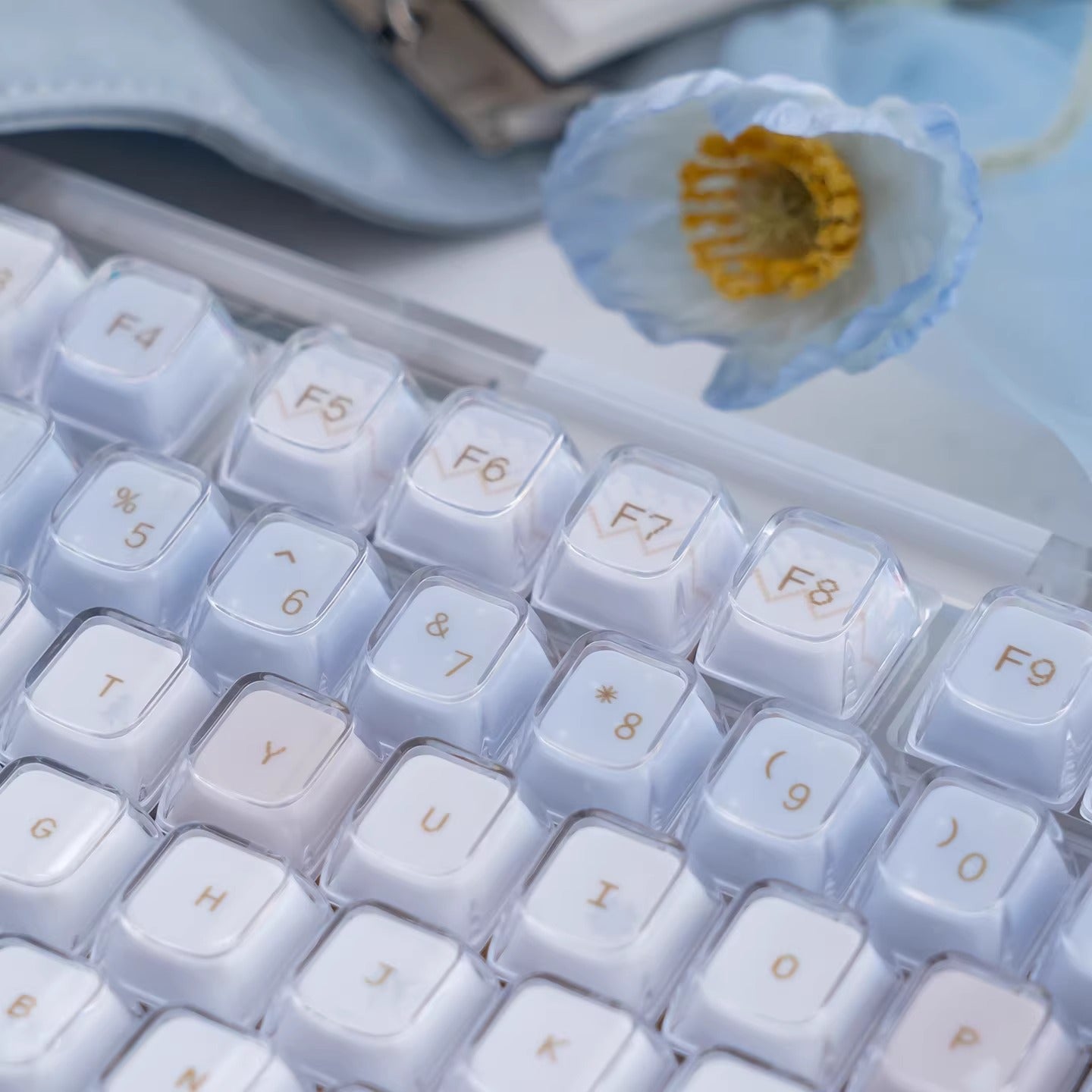 URE Winter Letter Cute Crystal Jelly Keycap Set, KDA Profile, Dye