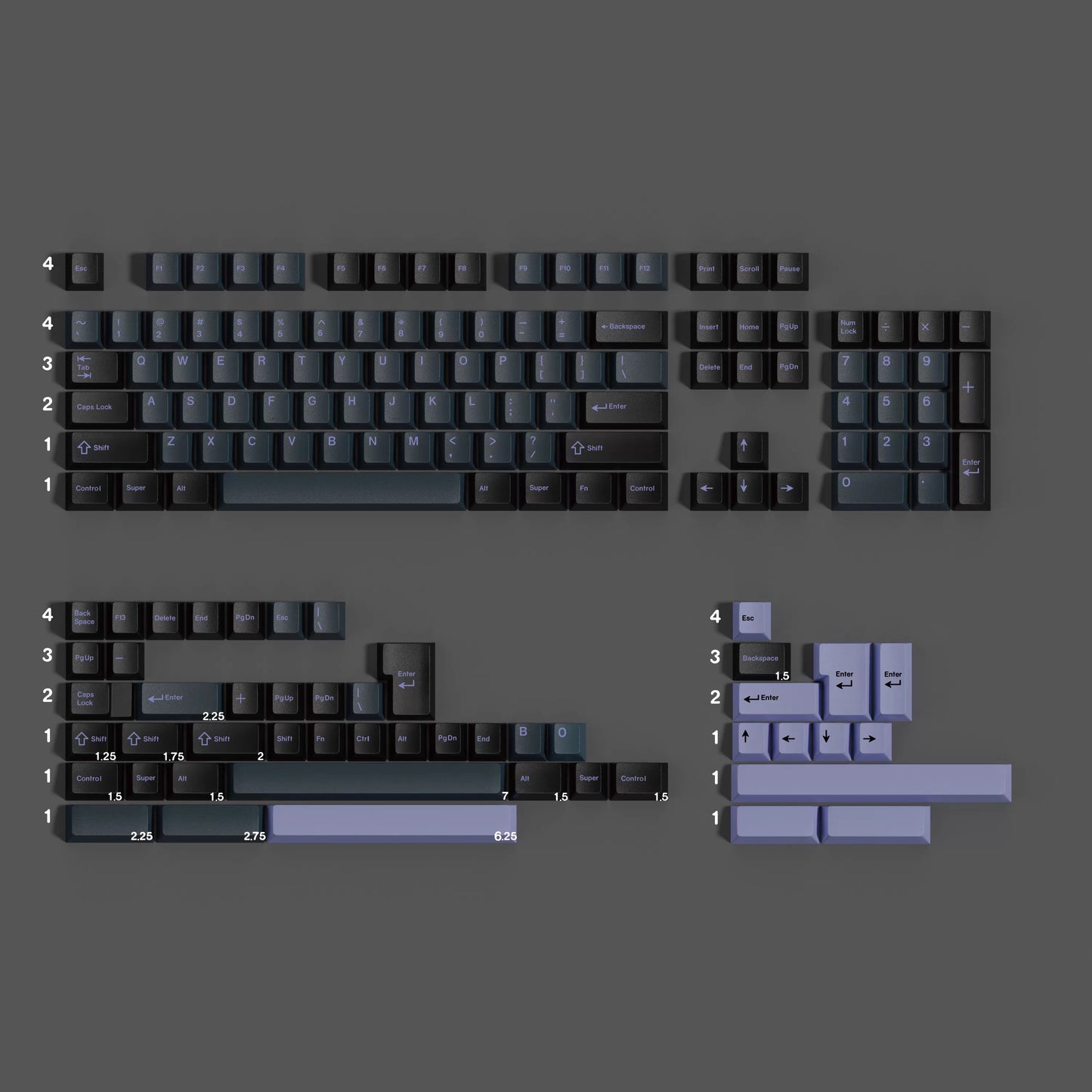 Very Peri Keycap Set, Cherry Profile, PBT Dye Sub Key Cap