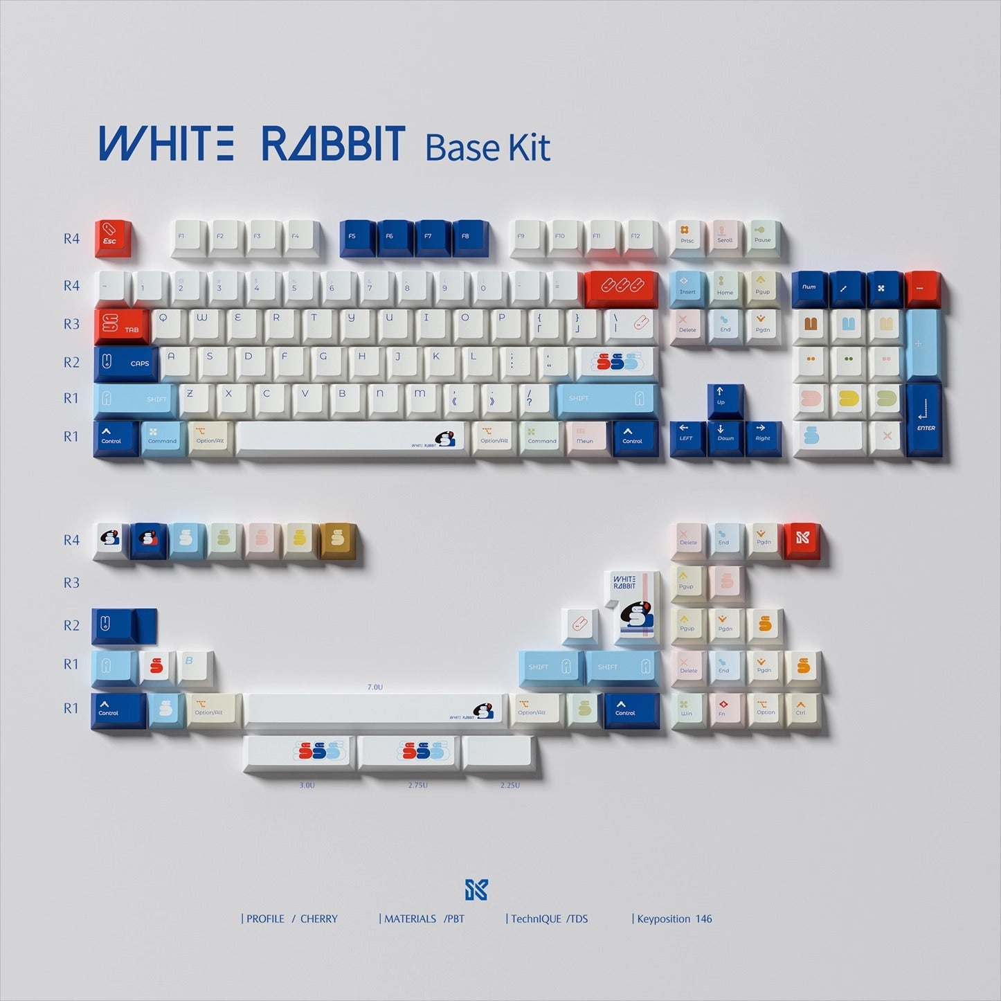 Sinokey White Rabbit Keycap Set, Cherry Profile, Dye Sub PBT – Nouvolo